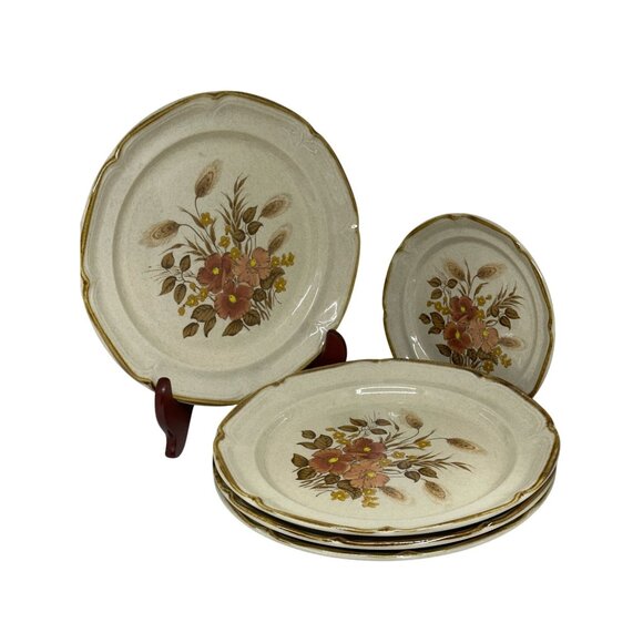 VTG Endura Collection Festive Stoneware Plates Japan Set of 5 Floral 10" - 7.25" - Picture 1 of 9